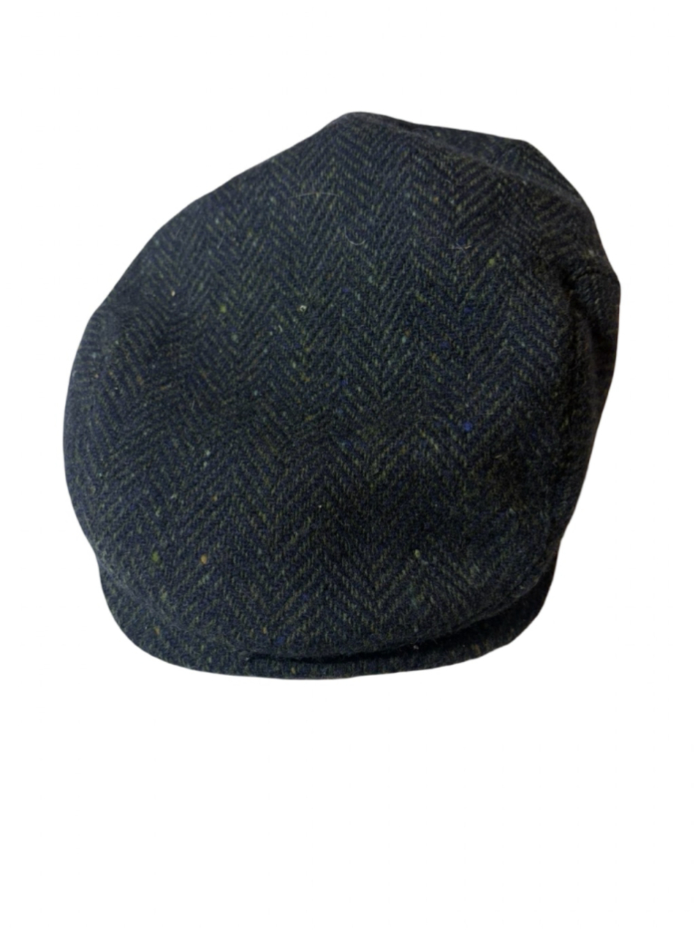 Wigens Magee Donegal Herringbone Tweed Flat Cap Hat Size 60 Navy Green Ivy